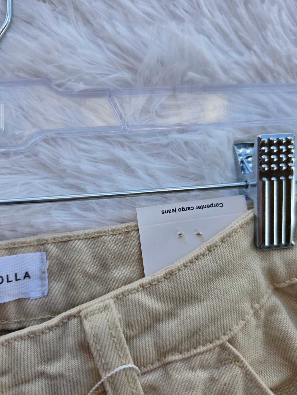 Hustle N Holla Kerry High Rise Tan Carpentet Cargo Jeans - Picture 5 of 9